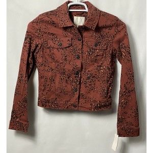 Ella Moss Lenna Denim Jean Cheetah Print Jacket Size S